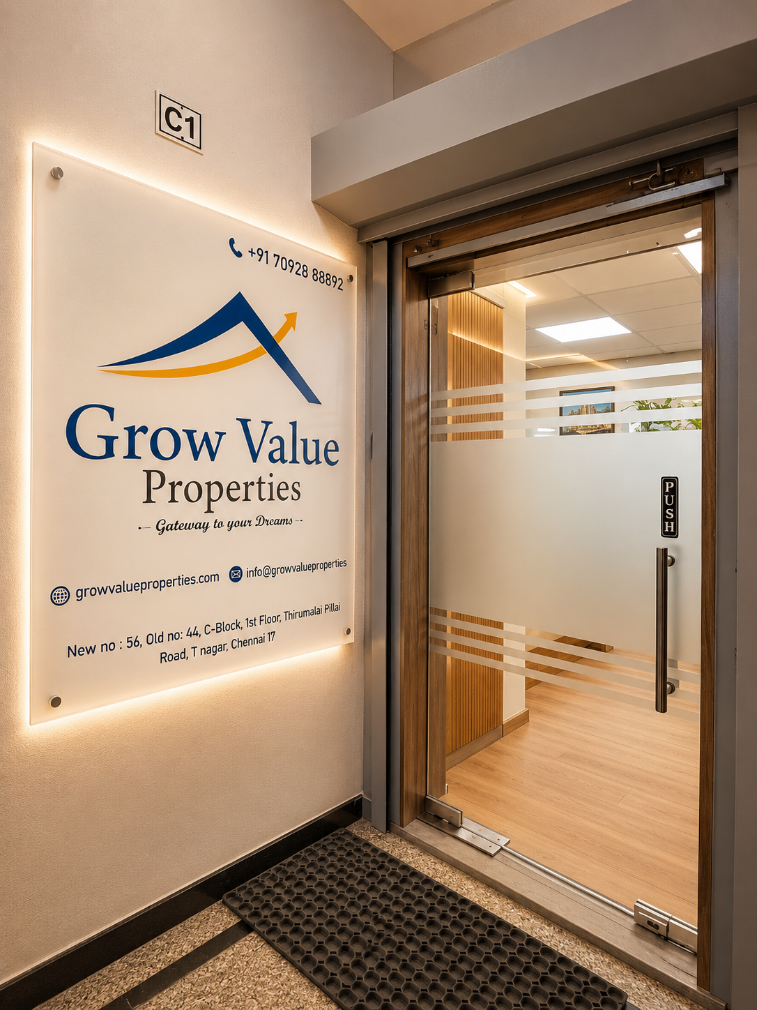 Grow Value Properties office entrance, T. Nagar, Chennai